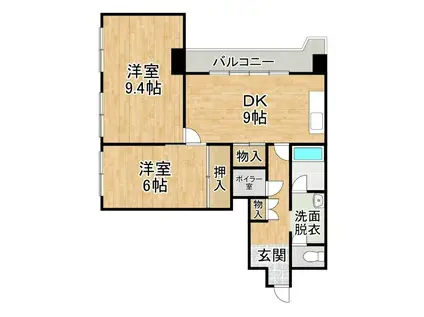 シャトー帯広(2DK/5階)の間取り写真