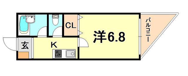 相互ハイツ(1K/4階)の間取り写真
