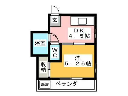 ASK3(1DK/2階)の間取り写真