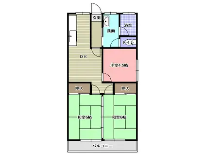 ロマーノハイツ加津佐B(3DK/1階)の間取り写真