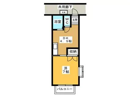 コーポ川根(1K/2階)の間取り写真