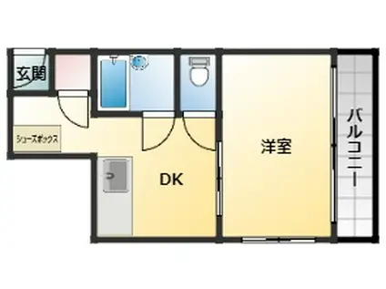 ウインライフ松原 I(1DK/4階)の間取り写真