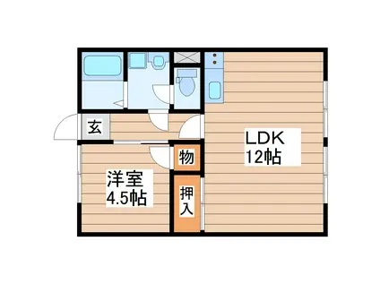 シティハイム 中田(1LDK/1階)の間取り写真