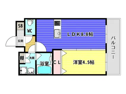 ベイサイドパークOSAKAノースレジデンス(1LDK/11階)の間取り写真