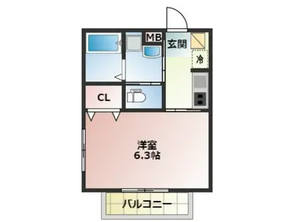 SAINT JURIEN VILLAGE(1K/2階)の間取り写真