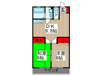 ハイデンス(2DK/2階)の間取り写真