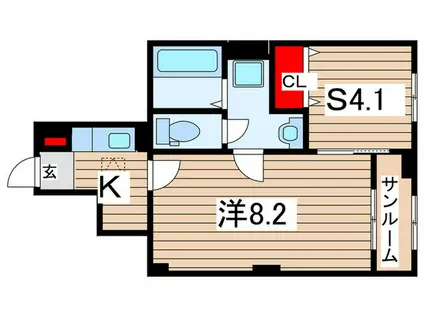 ヴァン ベール(1SK/1階)の間取り写真