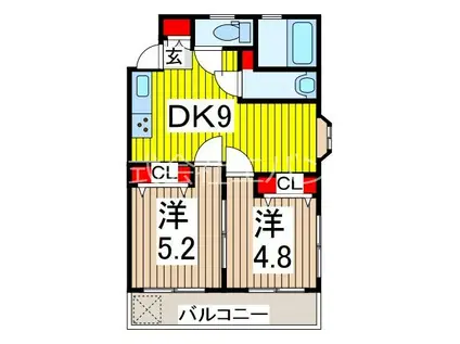 ハイツリー芝(2DK/2階)の間取り写真