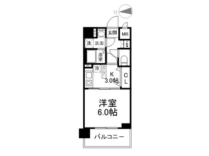 ライジングコート京都西院フロンティア(1K/4階)の間取り写真
