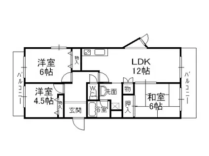 アクティハイツ宝塚(3LDK/2階)の間取り写真