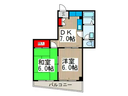 中村ハイツ(2DK/2階)の間取り写真
