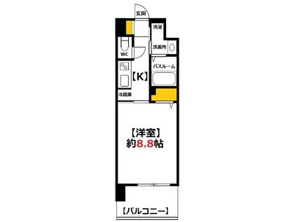 LE PONT DE CIEL NISHIKASUMICHO(1K/6階)の間取り写真