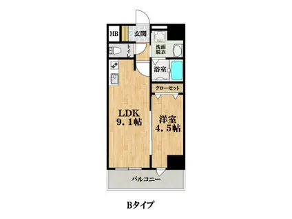 ふぁみゆ住吉大社(1LDK/15階)の間取り写真