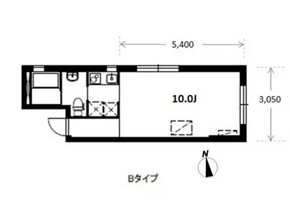 APARTMENT KURO 白金高輪(1K/3階)の間取り写真