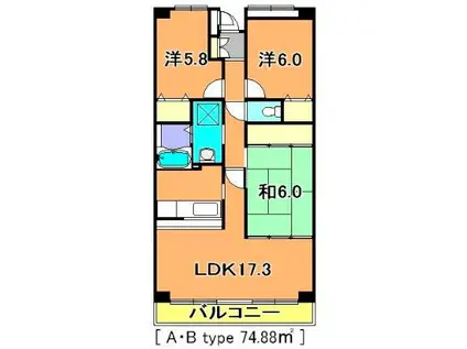 グランデージ八千代中央(3LDK/2階)の間取り写真