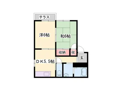 エポックマンション朝来D(2DK/1階)の間取り写真