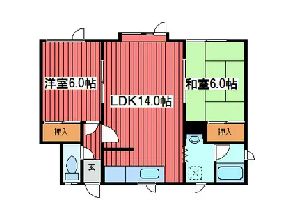 メゾンリラ(2LDK/2階)の間取り写真