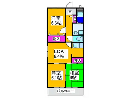 ツインコートアサオA(3LDK/1階)の間取り写真