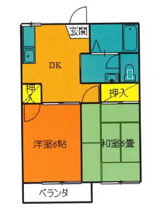 サンピア大和(2DK/2階)の間取り写真