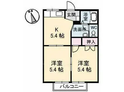 ハイツアールデコ(2K/2階)の間取り写真