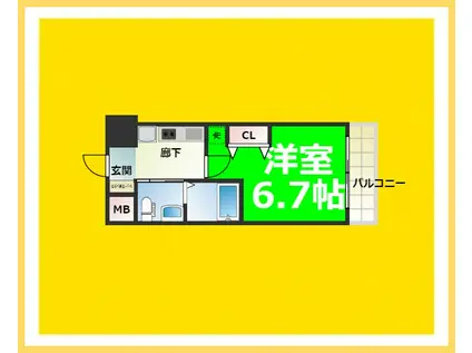 エステムコート難波IVパークグレイス(1K/6階)の間取り写真