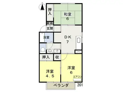 リベルテひらたC棟(3DK/2階)の間取り写真