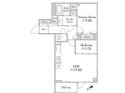 ミリアレジデンス白金台(1SLDK/2階)の間取り写真