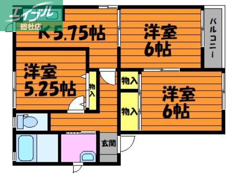 コテージセントリバー E棟(3K/1階)の間取り写真