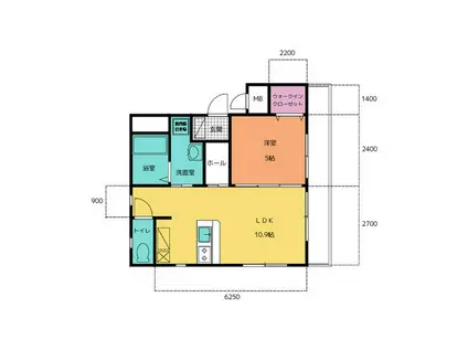 CRYSTAL ISLAND-TATSUMI(1LDK/1階)の間取り写真