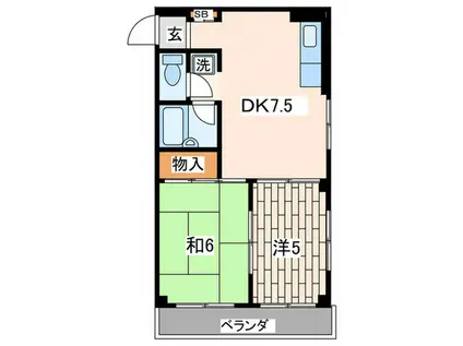 パークサイド岡村(2DK/2階)の間取り写真