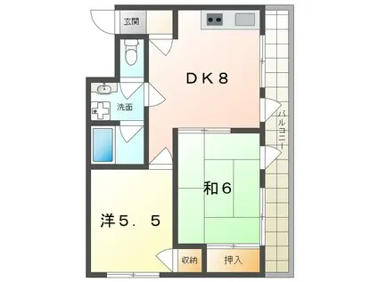 レスターテII(2DK/3階)の間取り写真