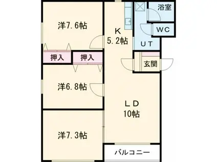 パティオボヌール(3LDK/2階)の間取り写真