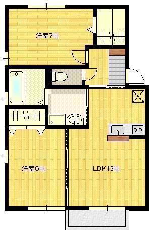 グラース諸富(2LDK/1階)の間取り写真
