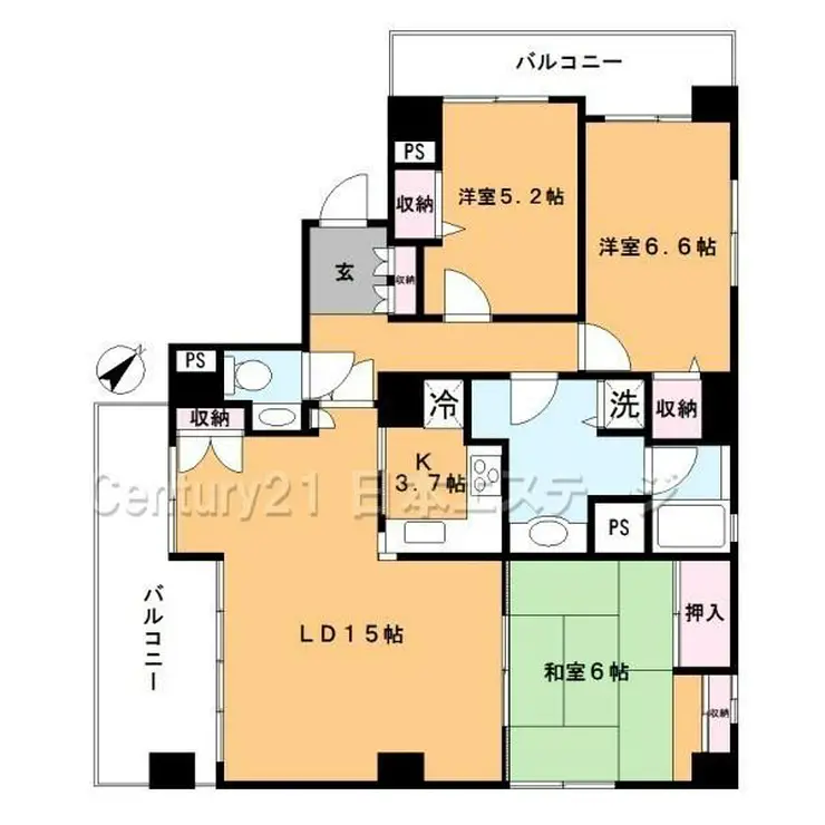 コスモプレイス長原 2階階 間取り
