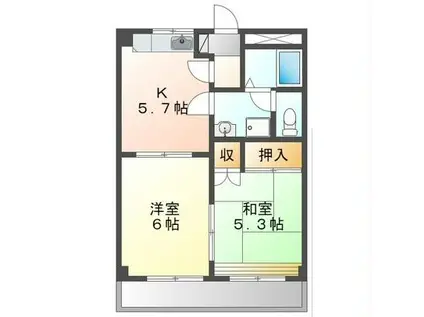 パレス野添II(2K/2階)の間取り写真