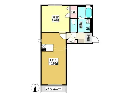 ヴェルドミールA(1LDK/2階)の間取り写真