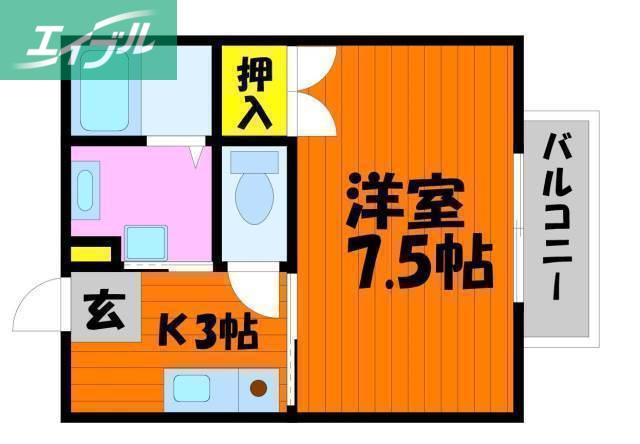 ウッドヴィレッジ(1K/1階)の間取り写真