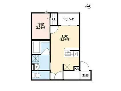 LE CHOCOLAT(1LDK/2階)の間取り写真