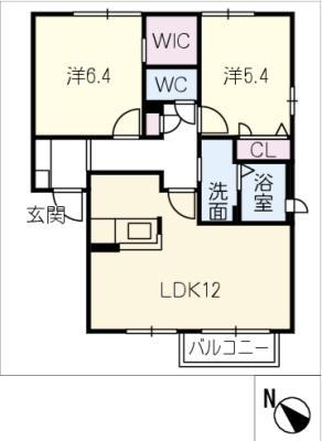 HOME LIKE 野いちご(2LDK/2階)の間取り写真