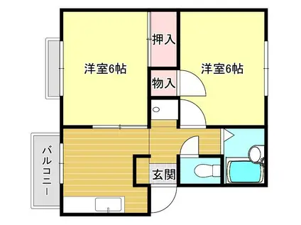 ジョイフル恩田(2DK/2階)の間取り写真