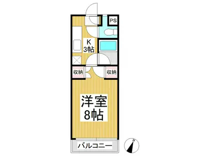 コーポ若林(1K/3階)の間取り写真