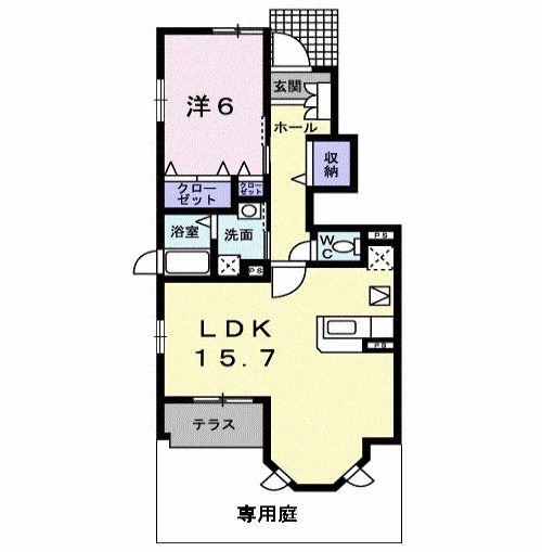 スパーブC(1LDK/1階)の間取り写真