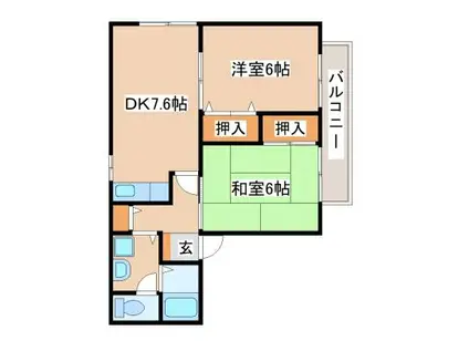 メゾンドファミーユ(2DK/1階)の間取り写真