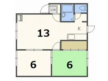 アーバンライラックII(2LDK/2階)の間取り写真