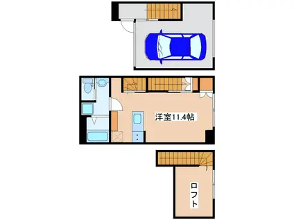 ソレイユ八木山BASE(ワンルーム/1階)の間取り写真