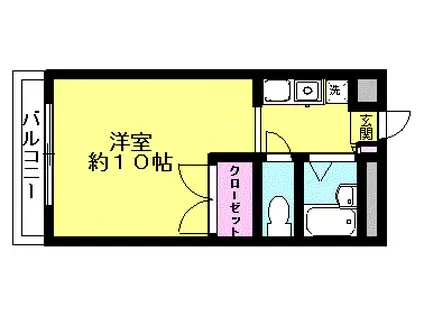 武蔵グリーンハイツII(1K/1階)の間取り写真