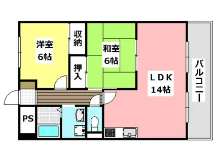 レジデンス・ベルメゾン(2LDK/2階)の間取り写真