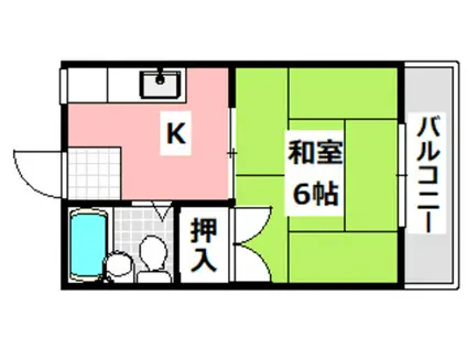 ハイツ森田(1K/2階)の間取り写真