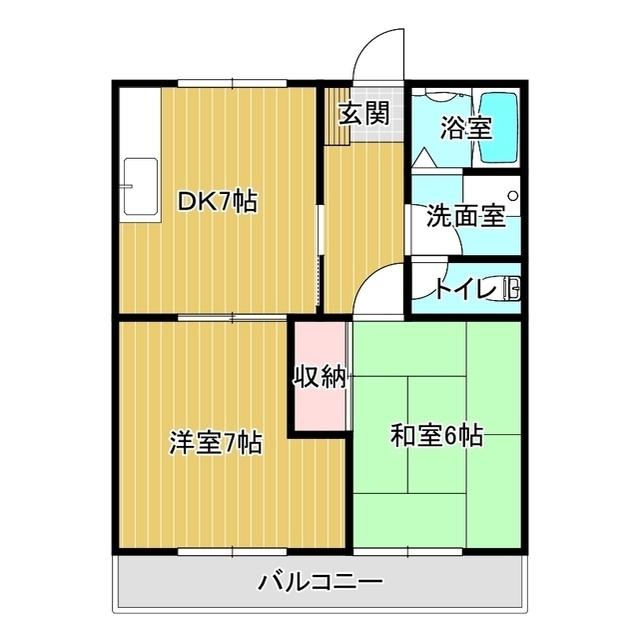 グリーンヒルA(2DK/1階)の間取り写真