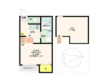 大和ハイツIII番館(1SK/2階)の間取り写真